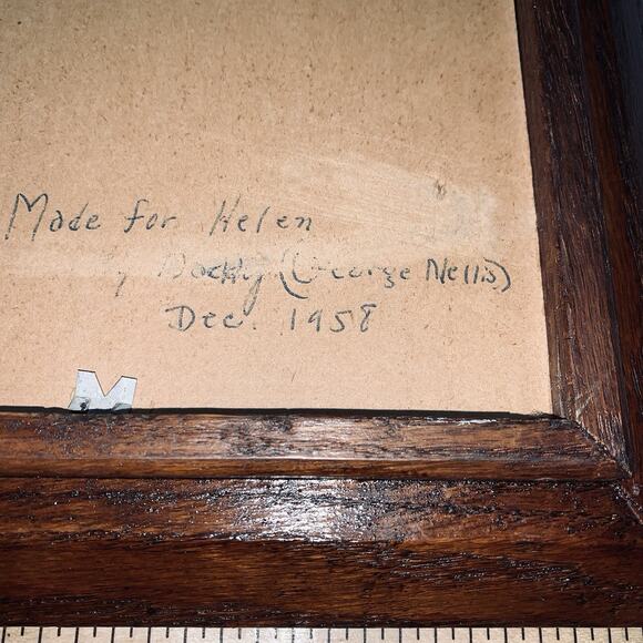 Vtg Jesus Paint By Number Art Completed Real Wood Frame PBN Painting 1958 Good - Picture 9 of 9